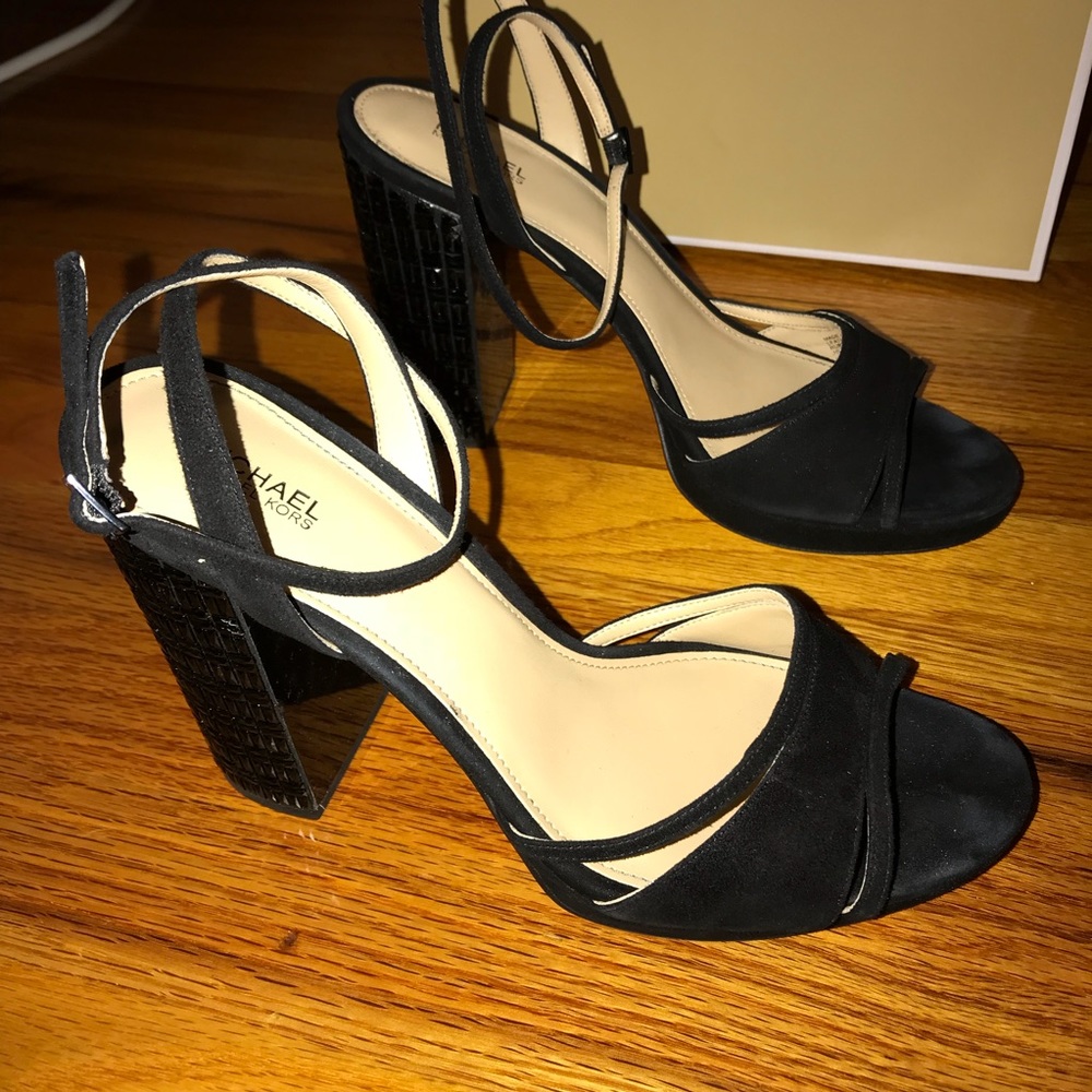 Platform Suede Block Heels - image 5
